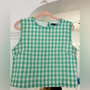 Kiel James Patrick Green and White Checkered Top